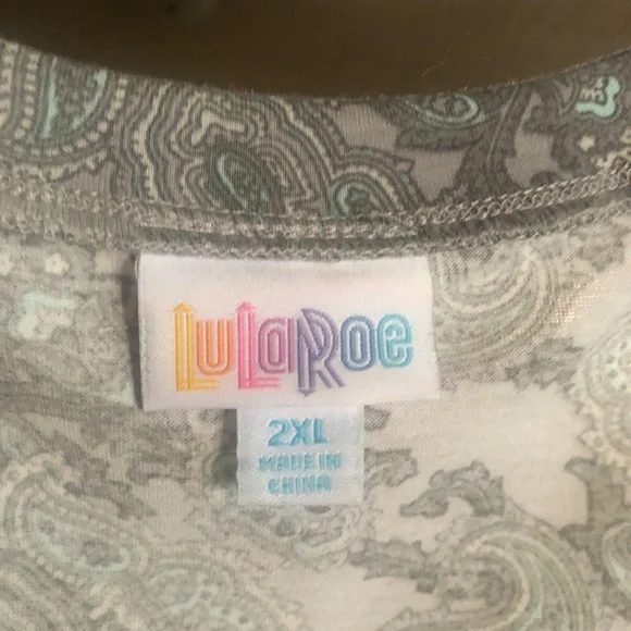 LuLaRoe Iris Gray & Blue Paisley Tunic 2XL - Picture 2 of 5